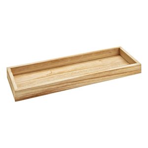 Holz Deko Schale eckig - 40 x 14 cm - Natur Kerzentablett mit Rand - Holzschale Tischdeko Kerzenbrett Holztablett