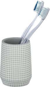 WENKO Zahnputz Becher Bürsten Halter Bad Accessoires OHRID Silber Grau