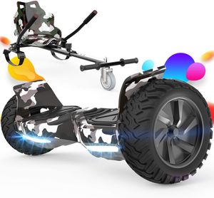 Hoverboard All Terrain SUV Hoverboard mit Kart Sitz Elektro Scooter Self-Balance E-Skateboard Bluetooth Lautsprecher, 350W*2 Motor, LED, für Jugendliche und Erwachsene