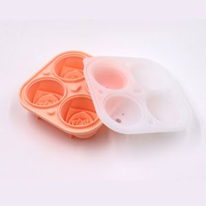 HAPPINY 3D Rose Ice Molds 2.5 Inch Large Ice Cube Trays Make 4 Giant Cute Flower Shape Ice Silicone Rubber Fun Big Ice Ball Maker - Pink Rose Ice Tray