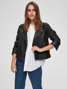 Damen SELECTED Biker Leder Jacke Cropped Lammleder Jacket SLFKATIE | 44