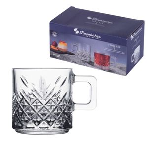 Pasabahce Timeless 2er-Gläser Set mit Henkel Teeglas Kaffeeglas Kristallglas-Optik Transparent 250ml