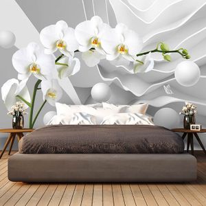 Fototapete 3D Effekt Blumen Orchideen Kugeln M6096 – Vliestapete 110g / 400x280cm