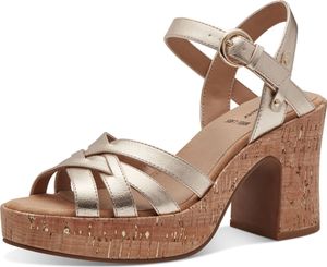 s.Oliver Damen Sandalette geflochten Plateau Kork Blockabsatz 5-28315-42, Größe:37 EU, Farbe:Gold s.Oliver Damen Sandalette geflochten Plateau Kork Blockabsatz 5-28315-42, Größe:37 EU, Farbe:Gold