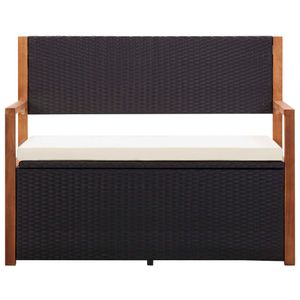 vidaXL Bank mit Stauraum 115 cm Poly Rattan Massivholz Akazie Schwarz