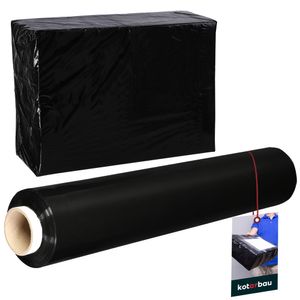 KOTARBAU® Wickelfolie Stretchfolie 2,6 kg | L 350 m B 50 cm | Stretchfolie Schwarz Strechfolienrolle Verpackungsfolie Umzugsfolie für Möbel Einwickelfolie Stretchfolie