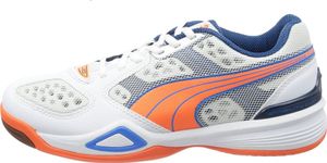Buty halowe do piłki ręcznej Puma Agilio biały/pomarańczowy/niebieski, rozmiar buta: 37,5 EUR