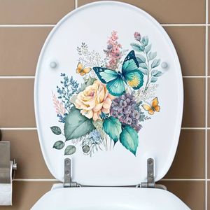 GKA WC Deckel Aufkleber Schmetterlinge und Blumen GK24 Toilettendeckel Tattoo selbstklebend Toilette Toilettendeckelaufkleber