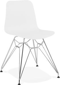 Design-stuhl 'gaudy' weiß mit fuß aus verchromtem metall | Alterego