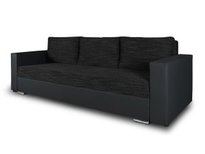 Schlafsofa Bird - Sofa mit Schlaffunktion und Bettkasten, Klappsofa, Schlafcouch mit Chromfüße, Couch, Couchgarnitur, Sofagarnitur (Schwarz + Schwarz (Dolaro 08 + Berlin 02))