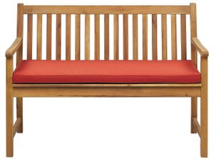 BELIANI Gartenbank mit Auflage Dunkelrot Akazienholz 120 cm Landhaus Stil Gartenausstattung Balkon Terrasse Garten