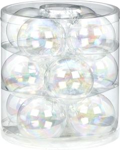 Weihnachtskugeln Glas 8cm, 12 Stück, Farbe:Iris transparent