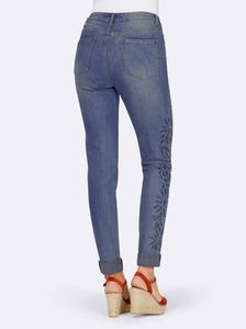LINEA TESINI Damen Designer-Jeans m. Stickerei, blue, Größe:38