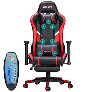 Gaming-Stuhl, Massagefunktion, ergonomisches Design, ROT