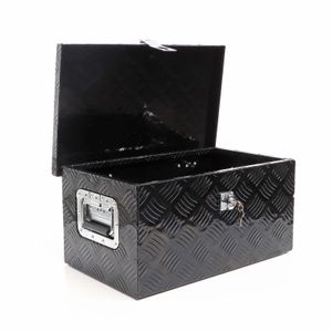 XPOtool Werkzeugbox Alu 50,8x30,5x24 cm Schwarze Transportbox, Werkzeugkiste inkl. Schlüssel, Alubox mit Handgriffen