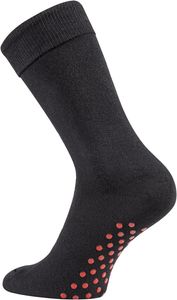 TippTexx 24 2 Paar Homesocks, schwarze ABS-Socken, Stopper-Socken, Anti-Rutsch-Socken, Größe 35-38
