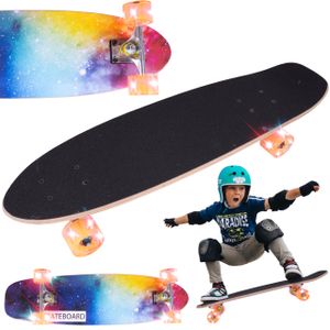 MalPlay Skateboard hölzernes, Leuchtende LED-Räder Deck Funboard Holzboard Gummi ab 6 Jahren bis 100 kg