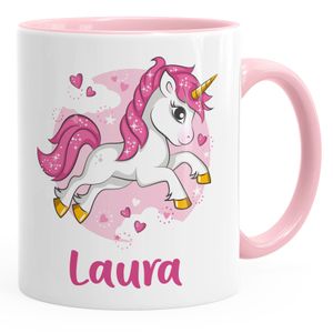 Einhorn Namenstasse personalisierte Kaffee-Tasse mit Namen persönliche Geschenke SpecialMe® rosa Keramik-Tasse