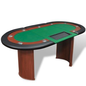 pokerový stôl vidaXL pre 10 hráčov s krupiérskym priestorom a zásobníkom na žetóny zelený