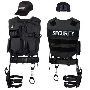 SWAT FBI POLICE SECURITY TASK FORCE DEA NYPD SHERIFF Kostüm inkl. Einsatzweste, Pistolenholster, Gürtel, Handschellen, Baseball Cap - XS/S - SECURITY