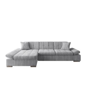 Mirjan24 Ecksofa Malwi Cord mit Bettkasten und Schlaffunktion, Elegante Couch, Polsterecke (Farbe: Poso 110, Seite: Links)