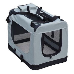 Fudajo faltbare Transportbox in Grau für Haustiere, Größe XXL (90x63x63cm) mit Tragegriff/Liegedecke