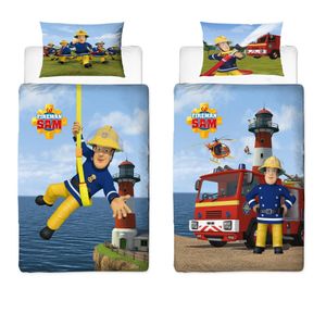 Feuerwehrmann Sam Baby-Bettwäsche 100x135 60x40 cm aus 100% Baumwolle · Bettwäsche für Kleinkinder mit Wendeseite, Reißverschluss und Hoteleinschlag