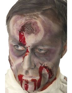 Halloween Horror Haut Applikation blutiges Loch im Kopf zum Kostüm