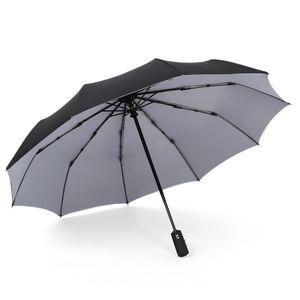 Regenschirm Auf-Zu-Automatik Stabil Damen Herren Sturmsicher Groß Taschenschirm Grau
