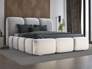 Exkluzívna čalúnená posteľ GRAINGOLD 160x200 cm Bubble - dizajnová posteľ s velúrovou látkou, zásuvkou a lamelovým roštom - svetlosivá (Magic velvet 2218)