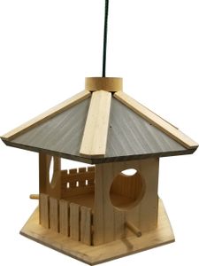 Dehner Natura Premium Wildvogel Futterhaus Dakota, Futterstation für Wildvögel, Vogelhaus wetterfest/hängend, inkl. Aufhängevorrichtung, ca. 30 x 26 x 22 cm, aus FSC®-em Kiefernholz