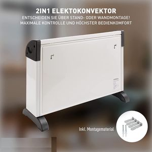 Konvektor Heizung Elektrisch mit Thermostat, Heizgerät 1500 Watt Energiesparend, mobile Elektroheizung für Räume bis 30qm, Elektrische Heizgerät Mobil