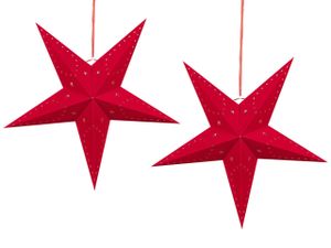 BELIANI Súprava 2 vianočných hviezd červená zamatová 60 cm závesné papierové vianočné ozdoby