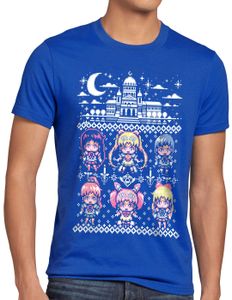 style3 Moon Pixel Christmas Sweater Herren T-Shirt sailor ugly pulli weihnachtspullover, Größe:M
