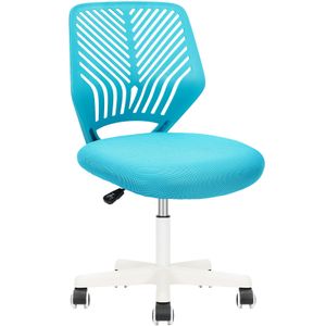 Durrafy Bürostuhl, Ergonomischer Schreibtischstuhl,Jugenddrehstuhl höhenverstellbare Drehstuhl ohne Armlehnen, Arbeitsstuhl drehbar,136 kg,Blau