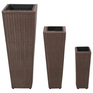 vidaXL Blumenkübel 3 Stk. Polyrattan Braun