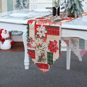 Weihnachtstischdecke Tischdekoration zu Weihnachten Haus Dekoration（Frische Blumen）
