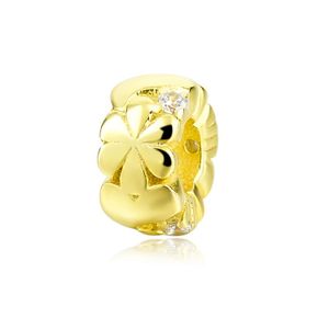 PANDACHARMS Goldene Blüten Zwischenelement Charm, 925er Sterling Silber, passt zu Pandora