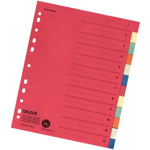 5 x FALKEN Karton Register DIN A4 12-teilig 6-farbig