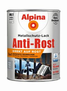 Alpina Metallschutz-Lack Anti-Rost 2,5 L hellgrau glänzend