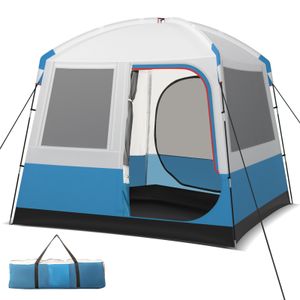 COSTWAY Zelt für 5 Personen, Campingzelt mit großer Netztür, Netzfenstern & Bodenplane, Kuppelzelt wasserdicht