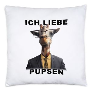 Ich Liebe Pupsen Kissen Inkl. Füllung Büro-Tasse Beamter Behörde Lustig Humorvoll Giraffe