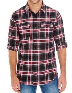 BU8210 - Burnside Woven Plaid Flannel Shirt Red Check    M