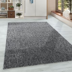 Wohnzimmer Teppich Kurzflor Unifarbig Design, Farbe: Grau, Grösse: 160 x 230 cm