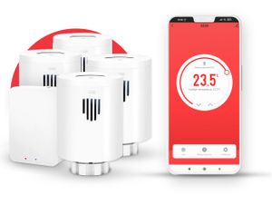 evanell° Smart Home Heizkörperthermostat WLAN 4 Stück + Starterkit, Heizungsthermostat Digital, Elektronisch - Thermostat Heizung für Heizkörper Kompatibel mit Zigbee, Alexa und Google Home
