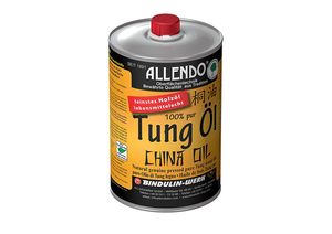 Tungöl - Holzöl - biologisches Naturprodukt lebensmittelecht inkl.1 Pinsel zum Auftragen von E-Com24 und Nitrilhandschuhe 1000 ml