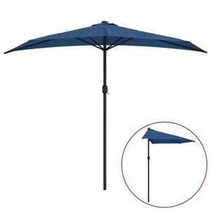 vidaXL Balkon-Sonnenschirm Alu-Mast Blau 270x144x222cm Halbrund