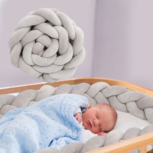 Clanmacy Baby Nestchen Bettschlange Kopfschutz Babybett Bettumrandung geflochten Kristallsamt - 2M Grau