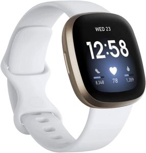 Strap-it Fitbit Versa 3 Silikon Armband (Weiß) - Große: S/M