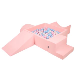 KiddyMoon Spielplatz Aus Schaumstoff Mit 300 Bälle ∅7cm Hindernisläufen Version 5 Quadrat Bällepool Mit Bunten Bällen Für Babys Und Kinder